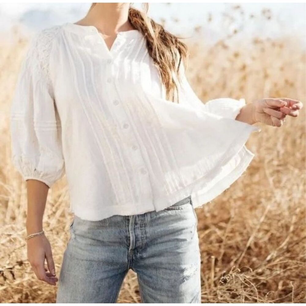 Free People Cotton White Blouse